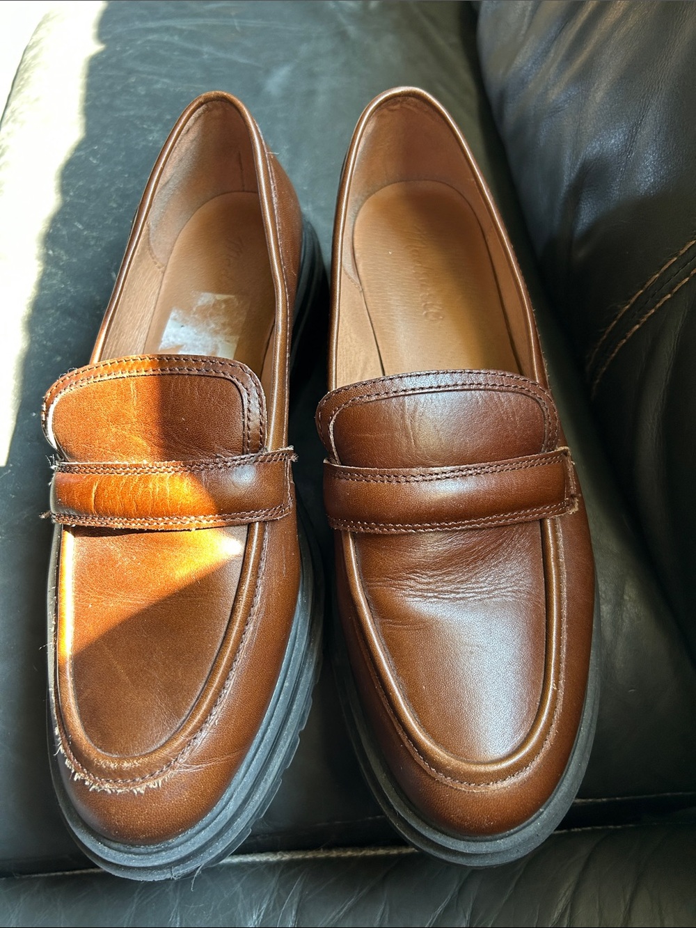 Madewell Men's Cognac Leather Penny Loafers